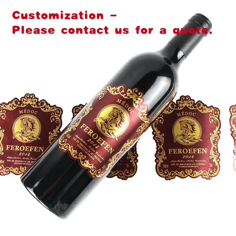 custom.Custom Waterproof Textured Wine Label 3D Embossed Silver Paper Sticker Labels Bottles