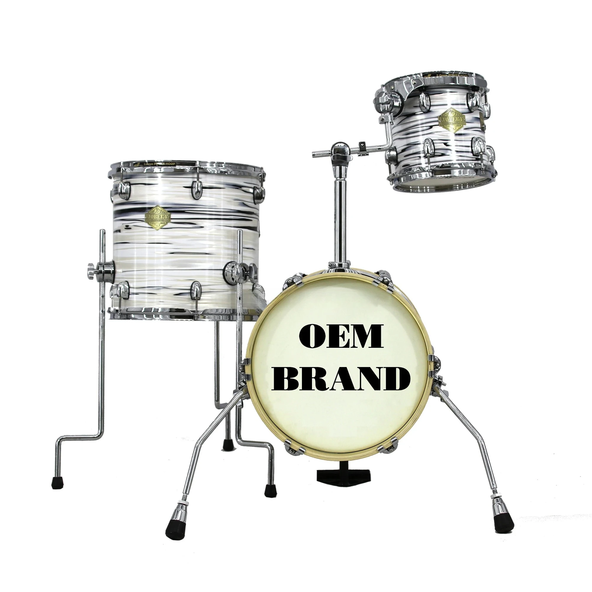 Low MOQ Custom Brand Jungle 3Pcs/set Drum Set 14'' Bass Drum Portable Wooden Acoustic Travel Drums Set for Drummers