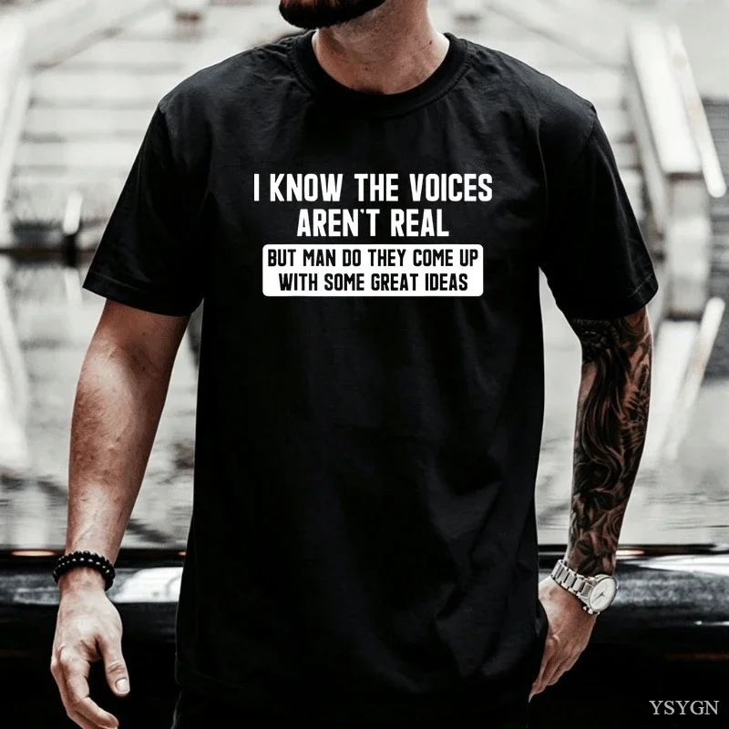 I Understand Those Voices Don'T Actually Exist T-Shirt Men Vintage Pure Cotton Tees Crew Neck Short Sleeve T Shirt Gift Tops
