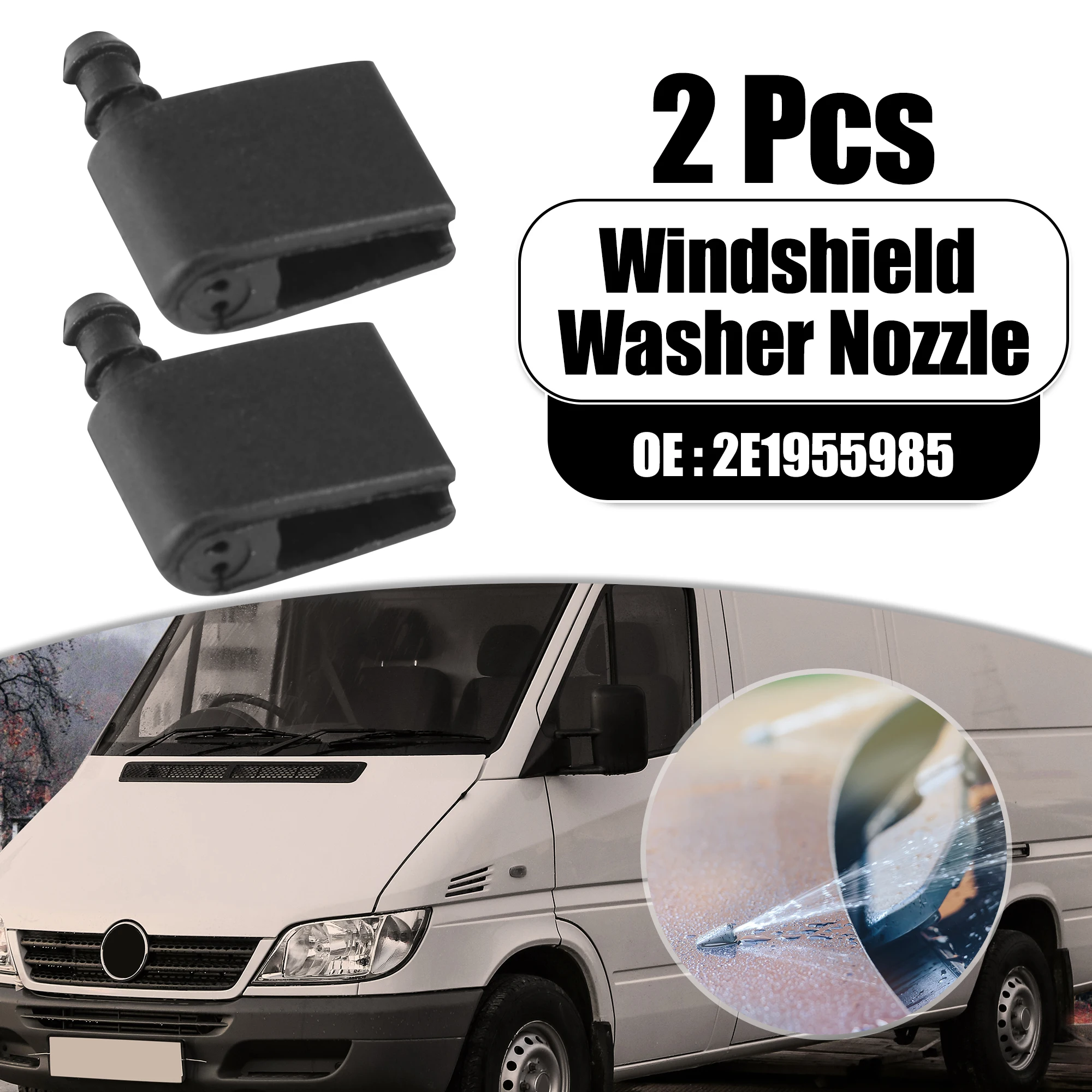 

UXCELL Front Windshield Washer Nozzles Wiper Spray for Mercedes-Benz Sprinter 3500 2016-2018 Replaces 2E1955985 2pcs