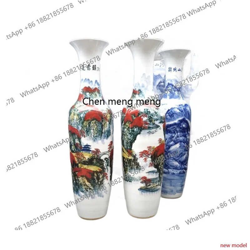 H178Ceramic large vase hand-painted underglaze color good luck big ornament opening gift celebration