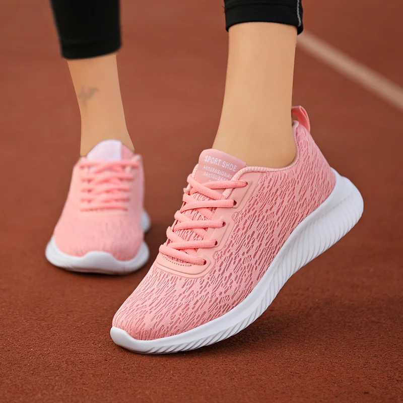 High Quality Women Breathable Light Weight Casual Soft Sneakers Thick Sole Non-slip Sports Shoes for Women Mesh Ladies Shoes