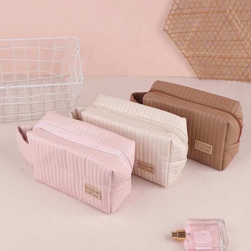 Cute PU Leather Makeup Bag Portable Women Cosmetic Bag Travel Makeup Pouch Waterproof Toiletry Organizer Storage Bags