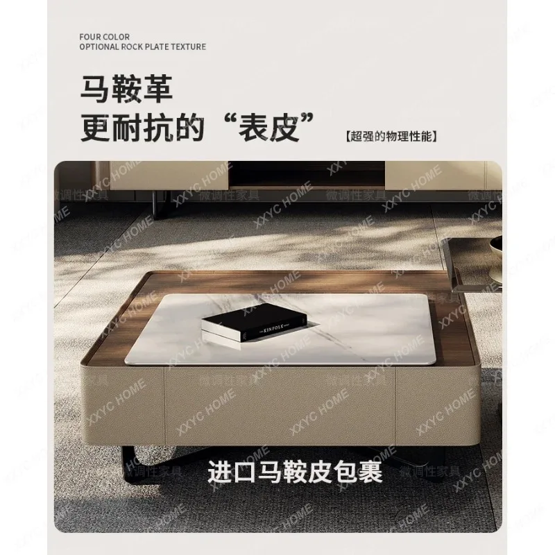 HHHousehold high-end minimalist  atmosphere multi-functional square walnut solid wood coffee table