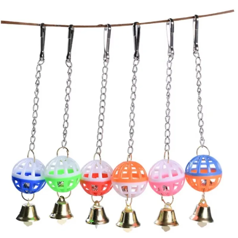 Cute Parrot Toys Pet Bird Parakeet Climb Bite Chew with Hanging Swing Bell Ball Bird Toy Pet Supplies for Parakeet Cockati