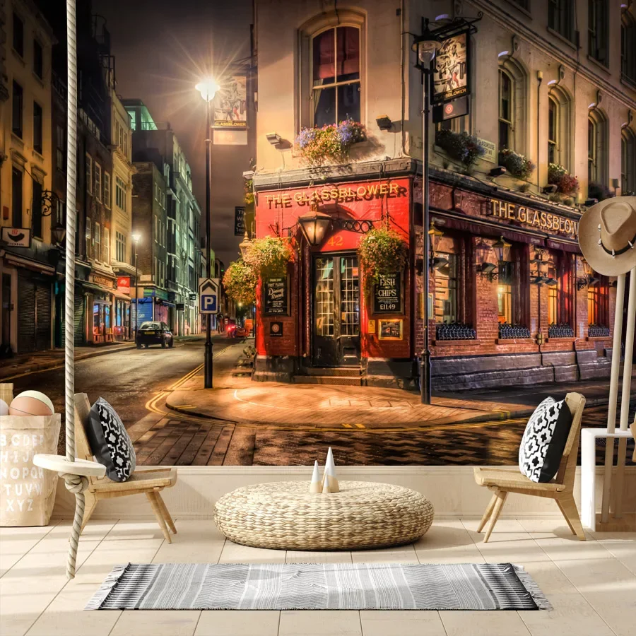 

Европейские обои Peel and Stick Контактная бумага для гостиной Обои Домашний декор Панель Ночной город Уличная мебель Фрески