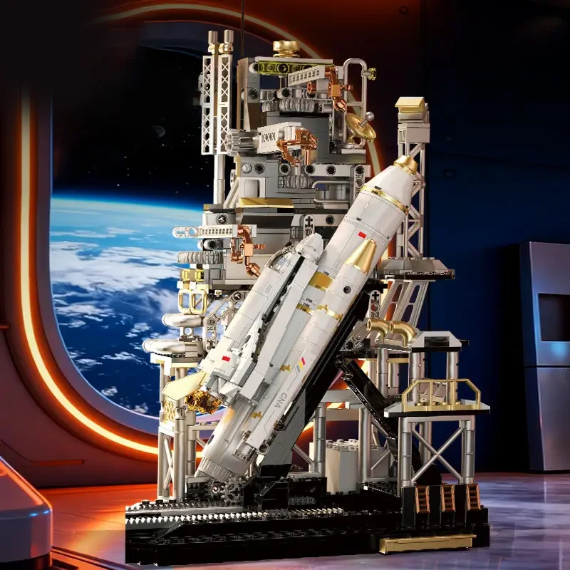 Ensemble de blocs de construction du centre de lancement spatial, station spatiale, avion, vaisseau spatial, modèle d'assemblage, briques, jouet créatif, cadeaux pour adultes, 914 pièces