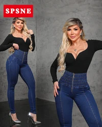 Sexy Slimming Jeans High Waisted And Buttocks Lifted Women'S Denim Pants With Front Zipper
