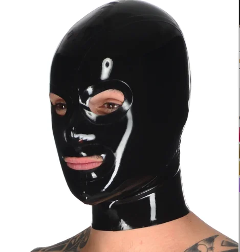 

100% latex Black Mask, Rubber Gummi handsome, role-playing, party, comfortable xs-xxl 0.4 mm