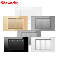 Shawader 4x2 Light Switch US Mexico Italy Chile Wall Pressure Tempere Glass Plastic Rectangle Home Office Whtie Black Gold Gray