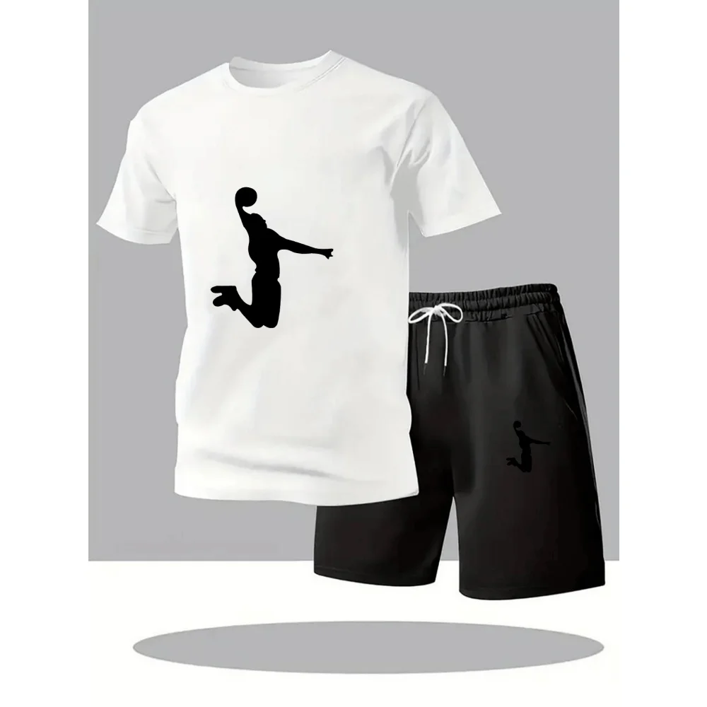 

Summer Men's Quick Dry T-Shirt and Shorts Set Urban Street Running Sports Two Piece Suit O-Neck Gym Training Casual Hot Sale2026