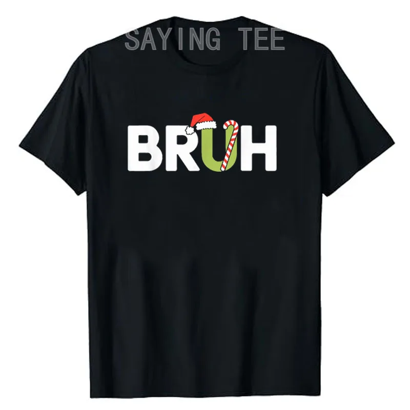 Bruh Camisa navideña Niños Adolescentes Niños Camiseta navideña divertida Bruh Santa Hate y bastón de caramelo que dice camiseta Traje gráfico humorístico