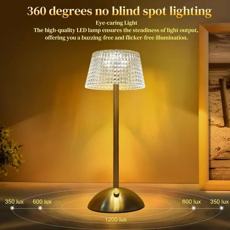 

Хрустальная декоративная настольная лампа с регулируемой трехцветной USB-зарядкой, подходящая для украшения спальни и гостиной