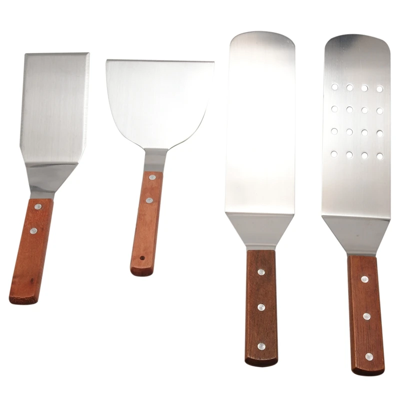 

Hot SV-BBQ Griddle Accessories Set, 4-Pieces Exclusive Griddle Tools Long/Short Spatulas Set, BBQ Griddle Accessories Kit