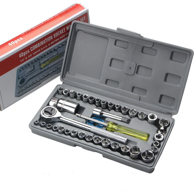 Multifunctional Repair Tool Kit 40-piece Set Car Motorcycle Combination Tool Socket Ratchet Wrench Set view 5