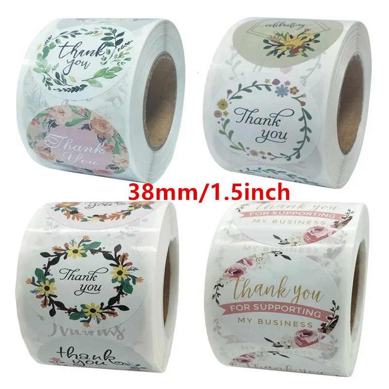 Exquisite 38mm/1.5 inch Round Floral Pattern Label Adhesive Stickers Wedding Party Handmade Baking Gift Envelope Seal Decor