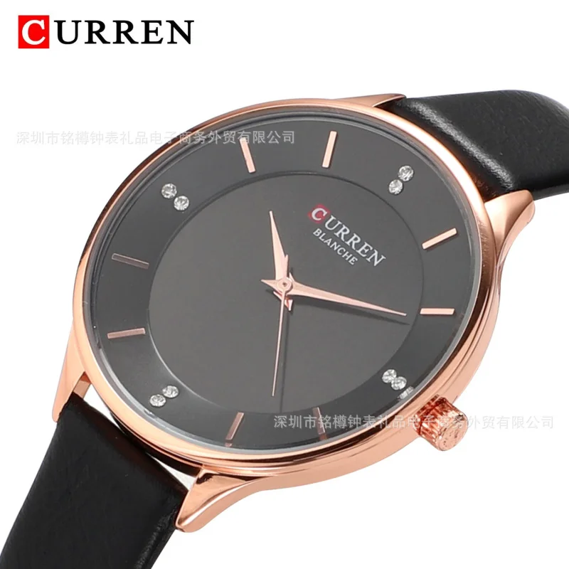 CURRENCarryan9041Поясные часы Водонепроницаемые кварцевые часы Модные повседневные часы с кожаным ремешком Женские часы