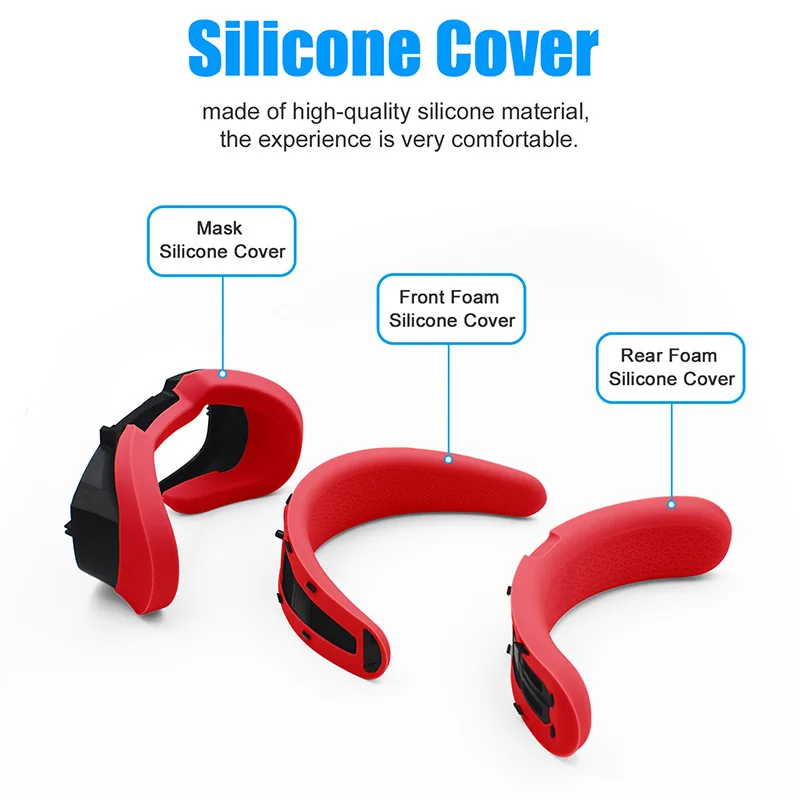 3 in 1 VR Face Pad & Front Rear Foam Silicone Covers for Rift S VR Glasses Eye Mask Face Mask Accessories Black XQ