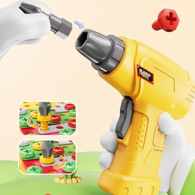 F62D DIY kreativ Puzzlespielzeug für Kinder Jungen Bohrerschraube Demontagespiel Spielzeug