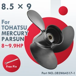 3B2W64517-1 Marine Propeller For Tohatsu Mercury 8hp 9.9hp 8.5*9 Outboard Aluminum Alloy Screw 3 Blade 12 Spline Engine Part