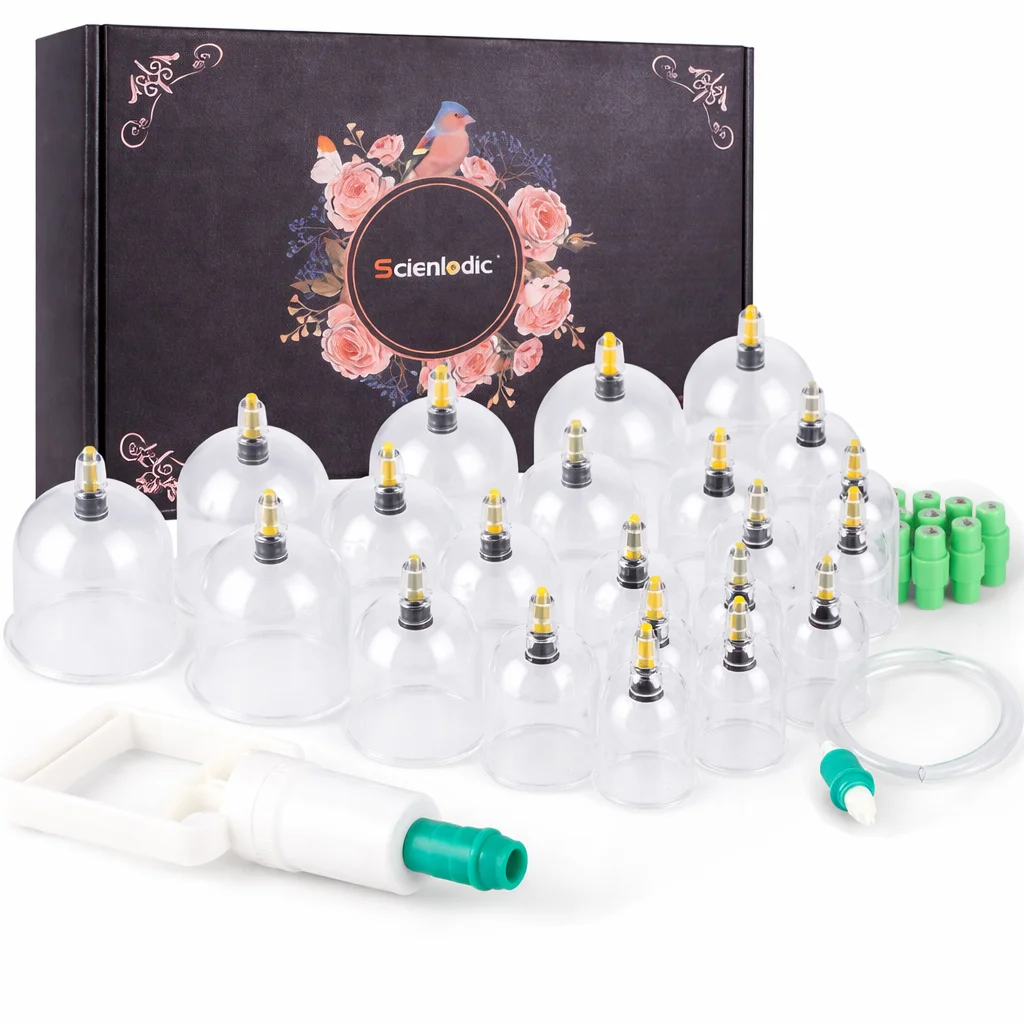 24pcs Vacuum Cupping Massage Kit Pump Gun for Back Body Face Therapy, Anti-Cellulite & Detox Anti-aging Facial Care Tool