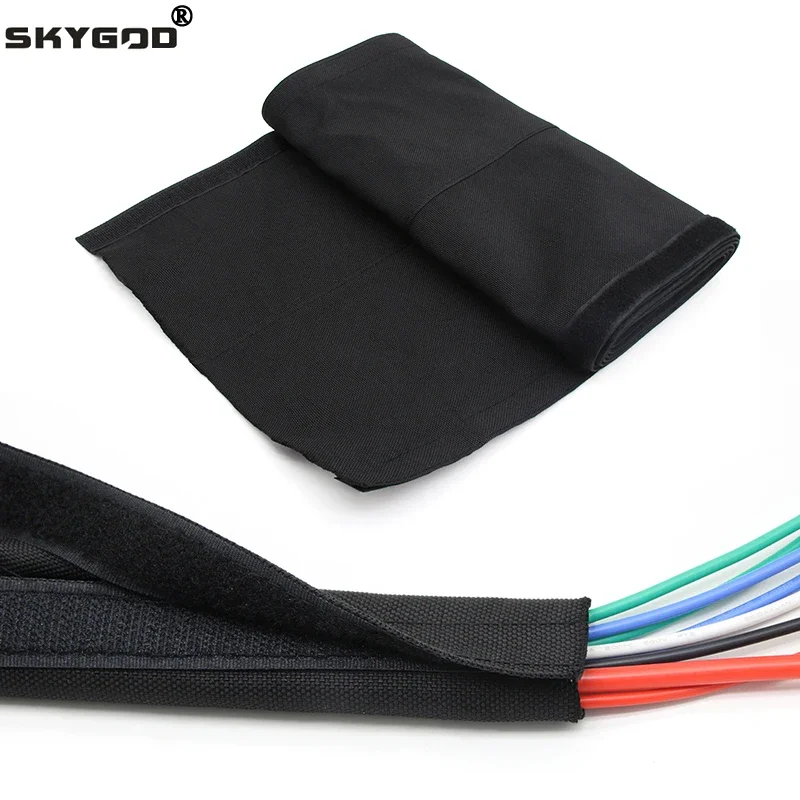 

1/3/5m Cable Sleeve Adhesive Grommet 16mm-100mm Nylon Braided Flexible Cable Harness Sheath Wrap Protector