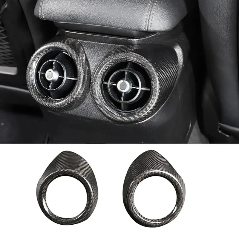 

For Alfa Romeo Giulia Real Dry Carbon Fiber 2017-2020 Interior Rear Row Air Vent Outlet Cover Trim Modification Accessories