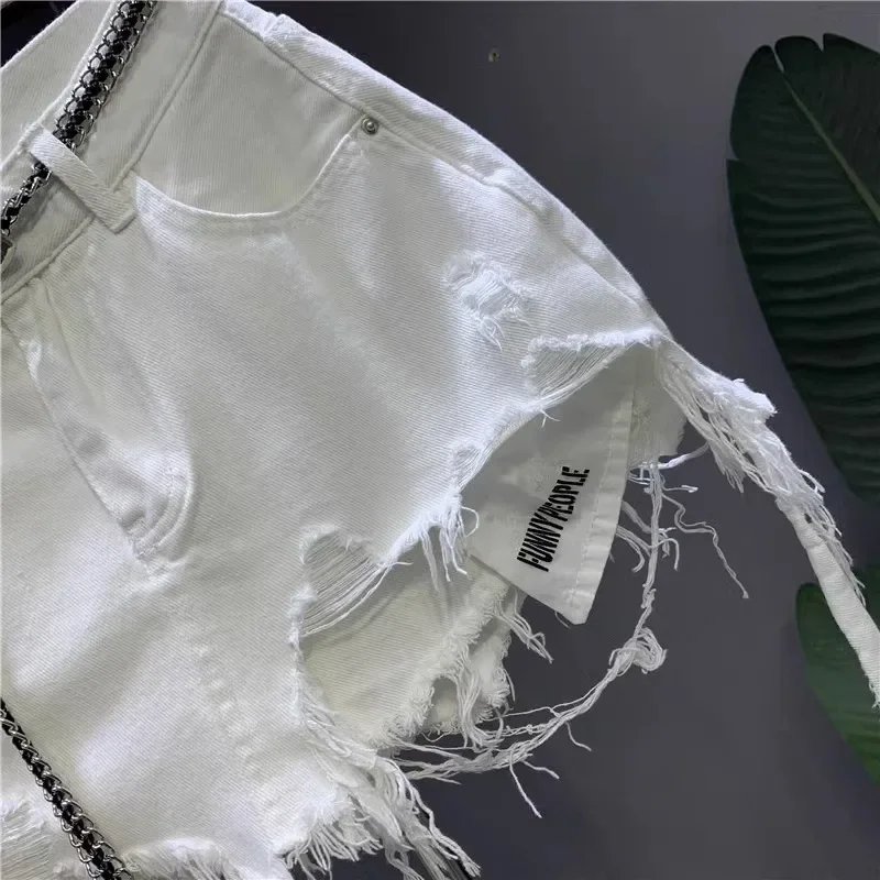 Neue Koreanische Weiß Roh Unregelmäßigen Denim Rock frauen Anti-Gehen Nackt Loch Tasche Ausgesetzt Kurzen Rock – Detail 4