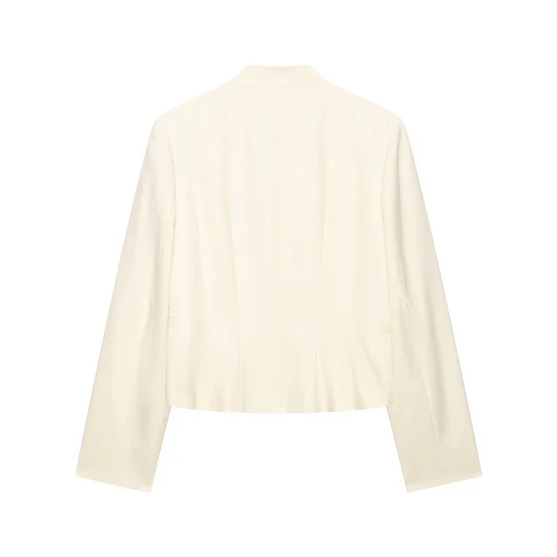 2026 Summer New Women's Jacket Beige Long-Sleeve Stand Collar Napoleon Knight Style Slim Fit Jacket Casual Fashion Versatile