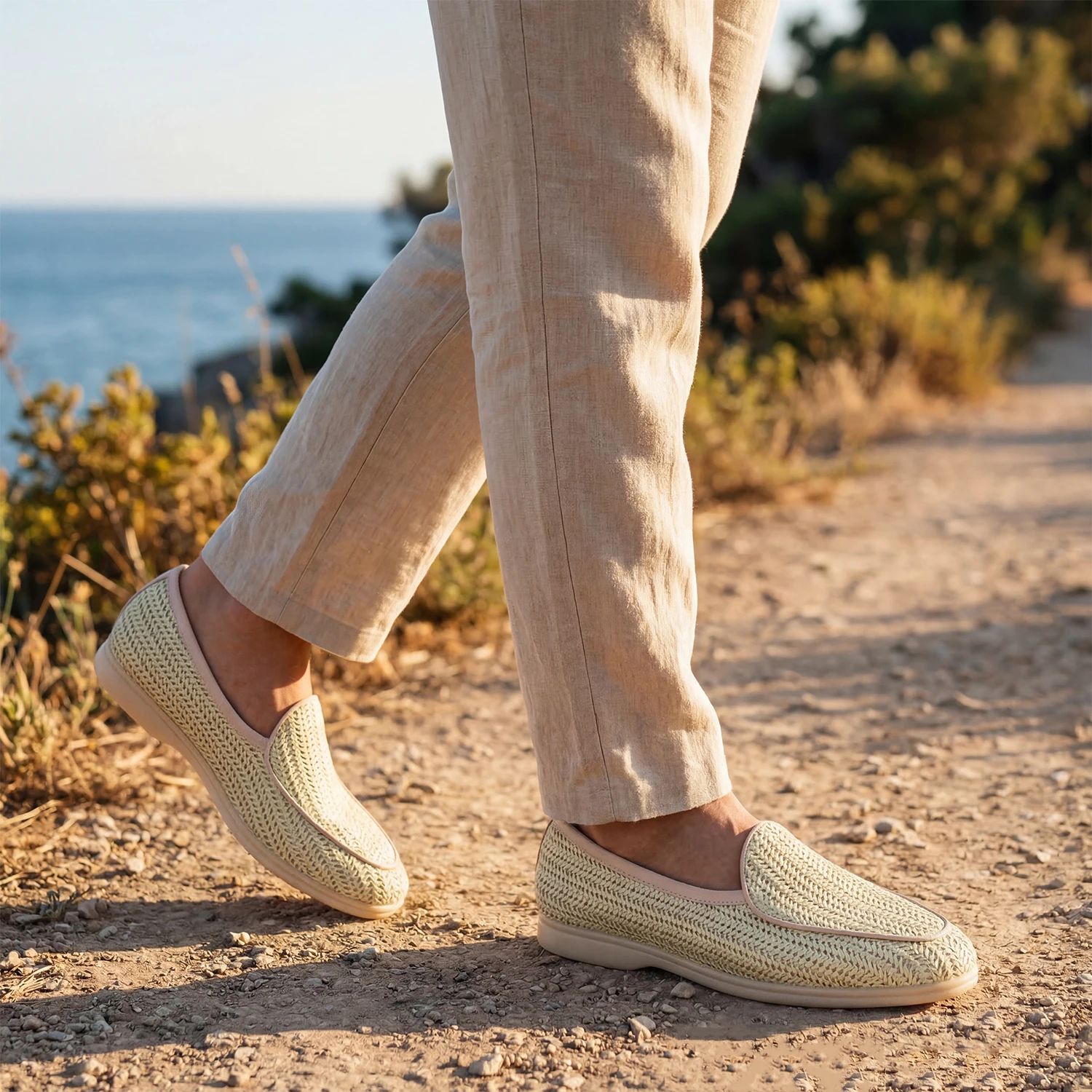 Men’s Raffia Knitted  Slip-On Loafers Leather Raffia Loafer – Aimé Leon Dore main image 4