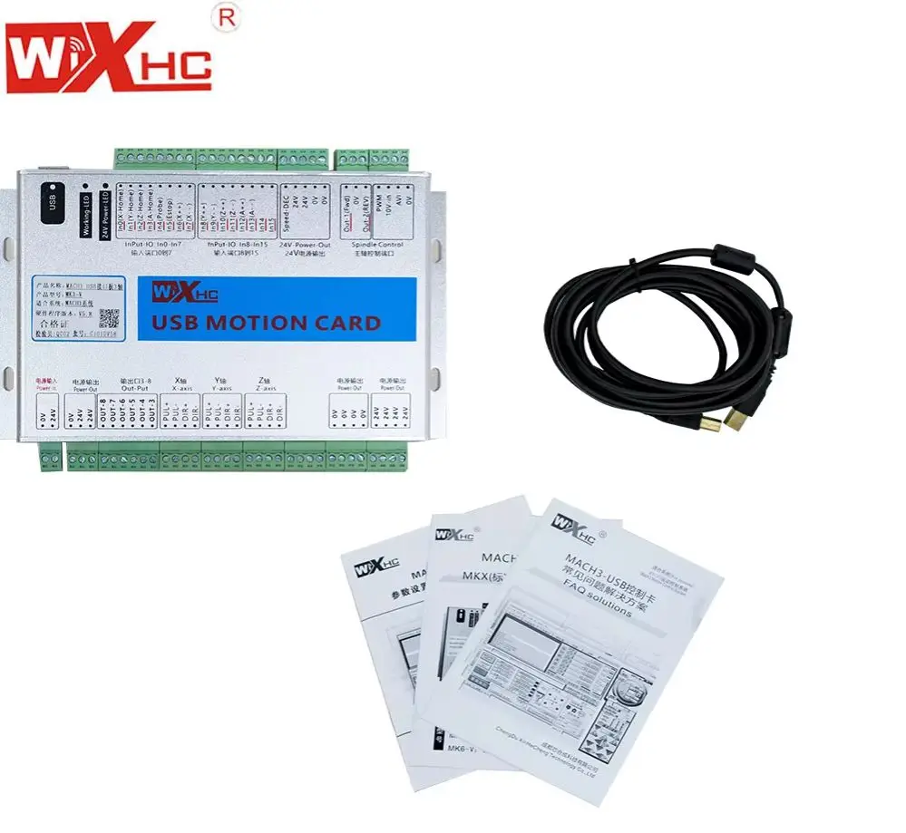 WiXHC 3-Axis 4-Axis 6-Axis CNC USB Motion Card Controller Box MACH3 Interface Board 16 Input 8 Output Optocoupler Isolation