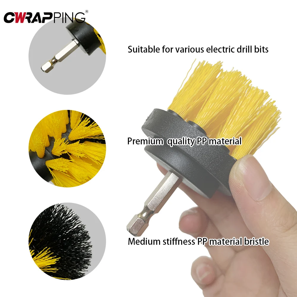 7/4Pcs Car Wash Electric Cleaning Brush Electric Drill Brush Attachment Cleaning Brush for Household Motorcycle Car Accessories