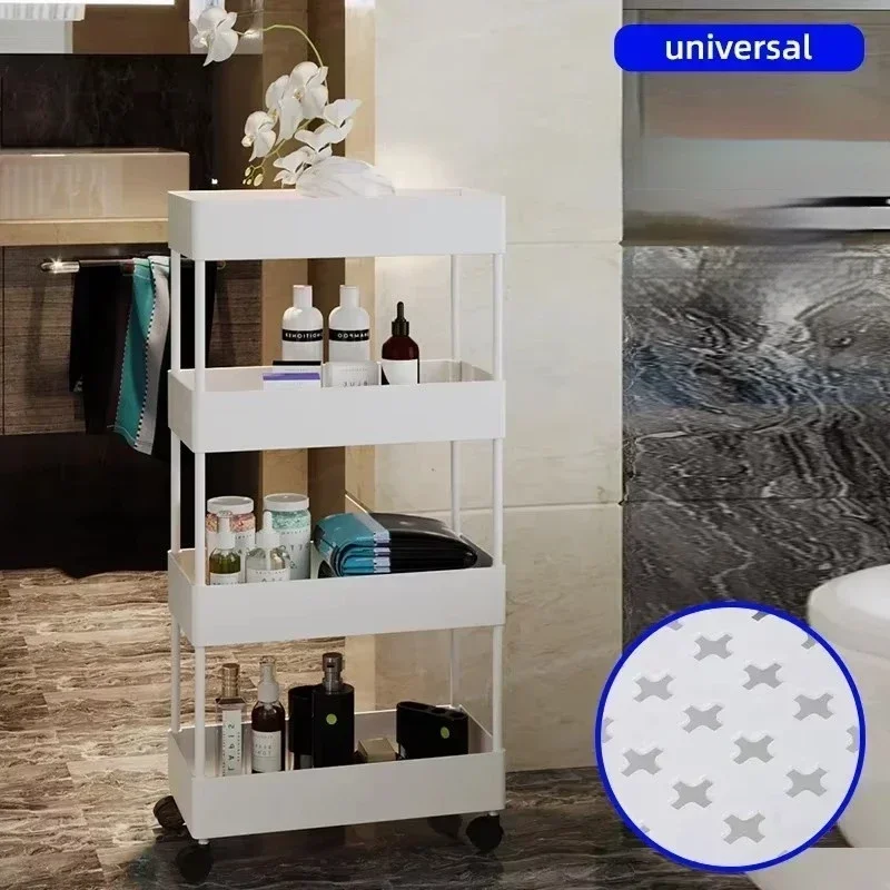 Trolley Storage Rack Kitchen Floor-standing Multi-layer Movable Bathroom Toilet Storage Rack Bedroom Snack Storage