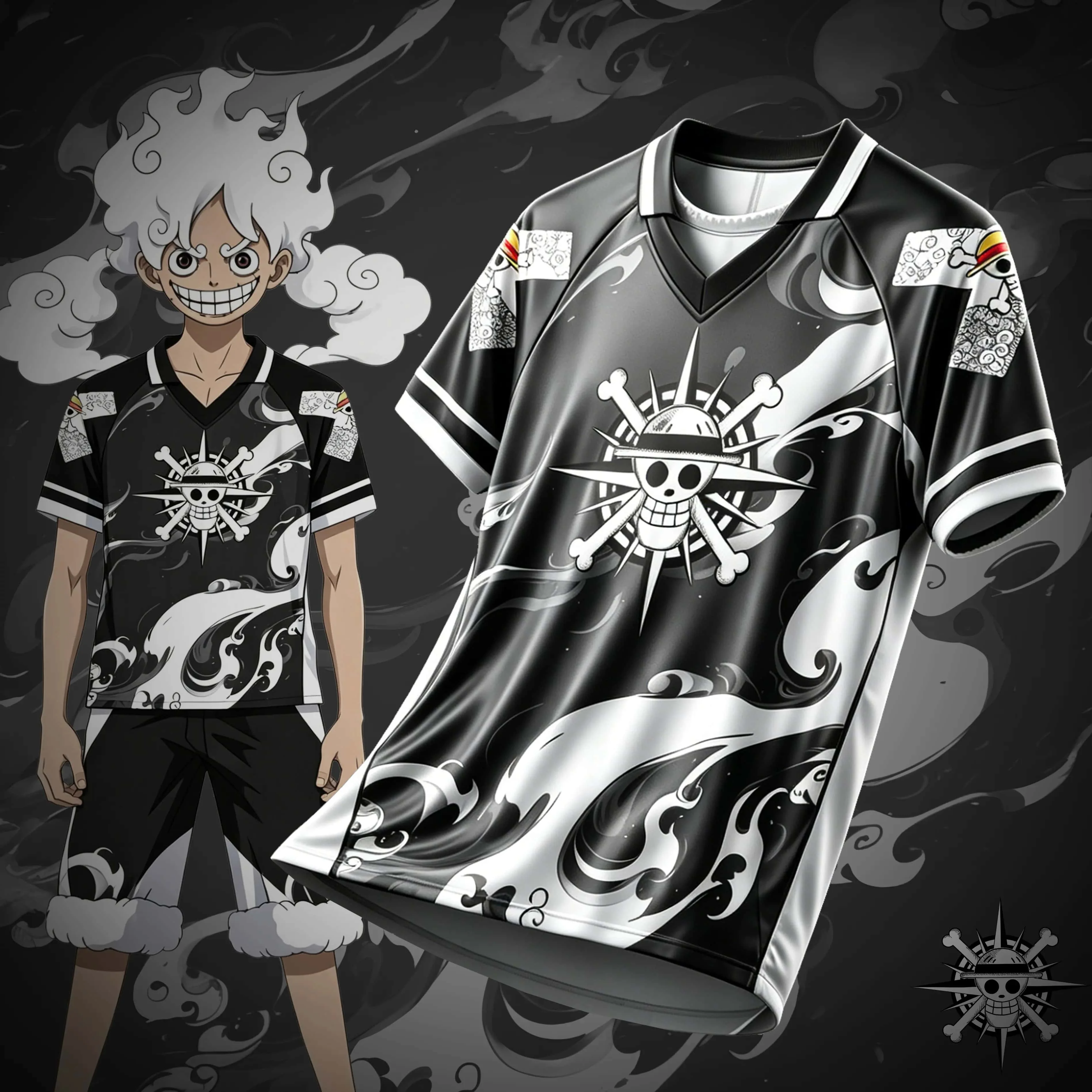 Anime Enthusiast Nika Luffy Skeleton Pirate Element Children's Loose and Breathable Sports and Leisure Multifunctional T-shirt