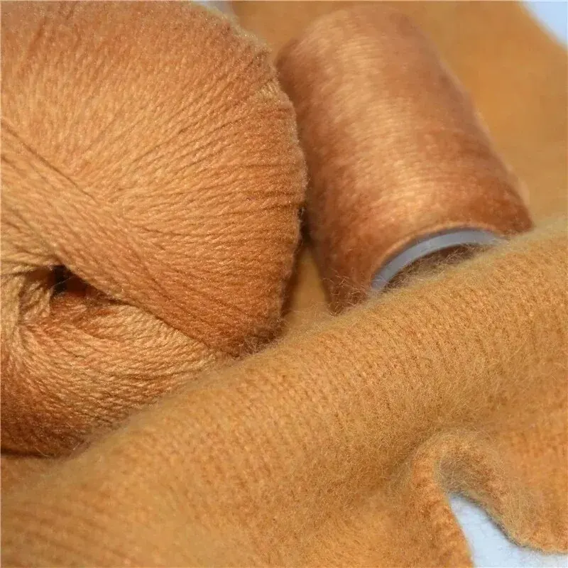 Fio de cashmere puro penteado para crochê, mongol, quente, macio, tecelagem, tricô fuzzy, fio de mão, 3-Ply, 1 Pc