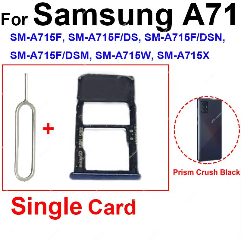 Daul & Single Sim Card Tray For Samsung A51 A515 A515F A71 A715 A715F  SIM Card Slot Card Holder Adapter Socket Parts