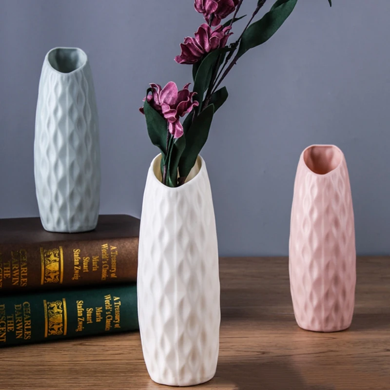 Nordic Plastic Vase Anti-Drop Simple Flower Vase Imitation Ceramic Flower Pot Decoration Home Vase For Home Decor