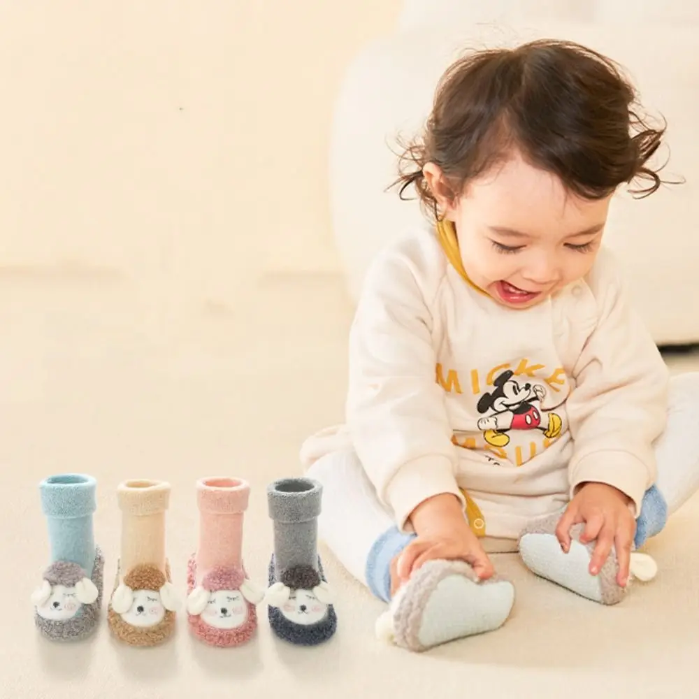 Solid Color Thickening Baby Socks Korean Style Sheep Pattern Infant Learning Walk Socks Autumn&Winter Baby Hosiery