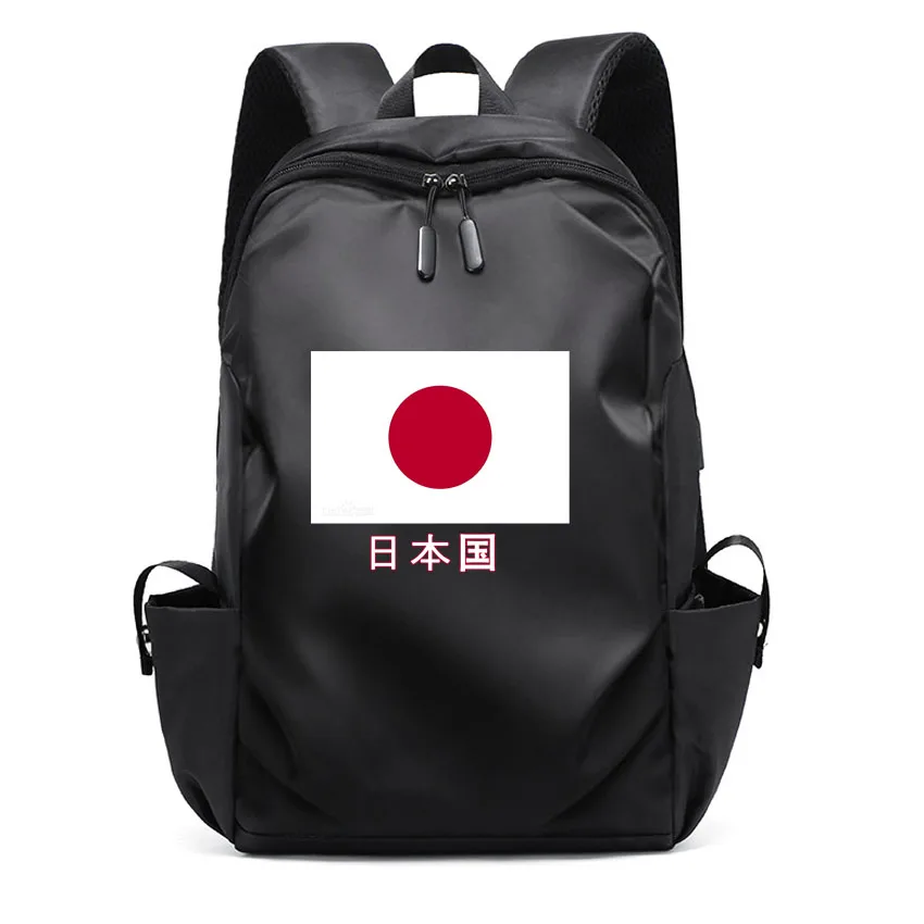 

Japan Flag Pattern Printed Men Laptop Backpacks Black High School Bags Teen College Girl Boy Backpack USB Charging