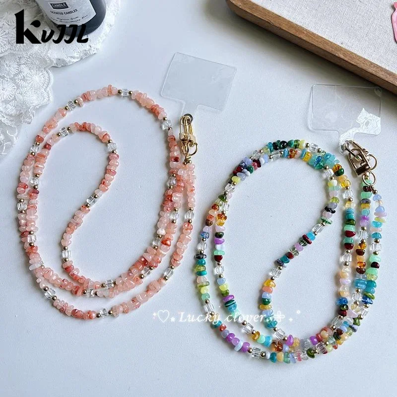 1 قطعة DIY اكسسوارات أنيق لطيف حجر جوهرة الهاتف المحمول Crossbody الأشرطة الحبل الخرز سلسلة للهاتف 15 14 13 12 11 برو ماكس #6