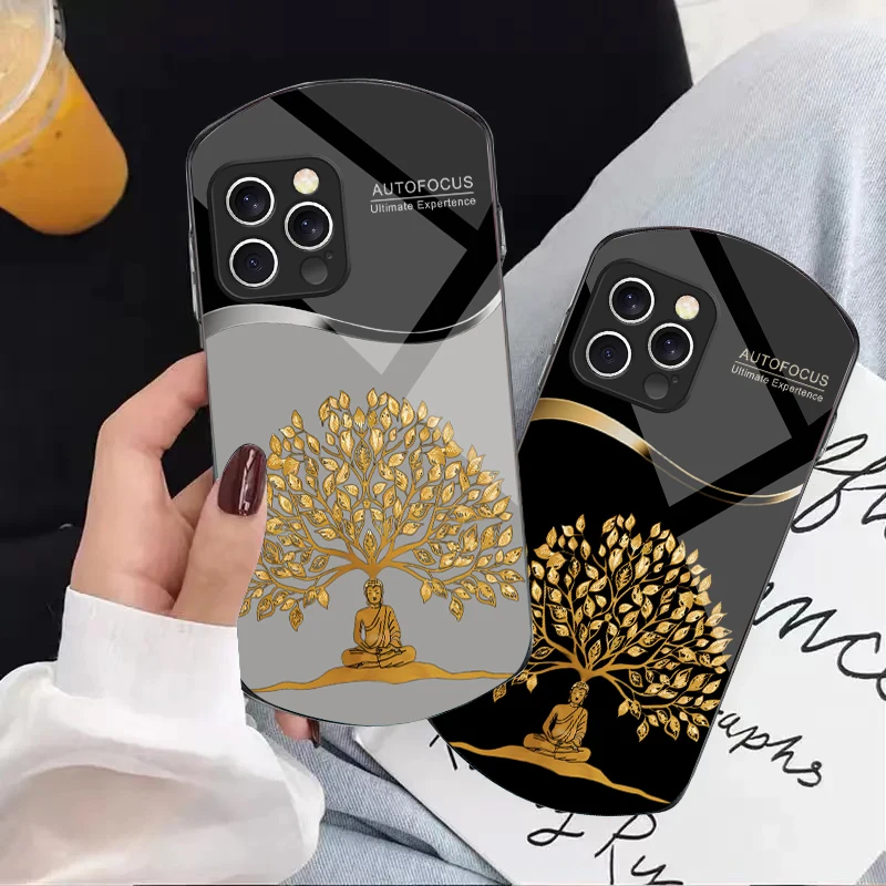 

Golden Wealth TreeFor Iphone 11 12 13 14 15 16 Pro Max Plus Mini 7 8 Se 2020 X Xs Xr Elliptical Tempered Glass Phone Case