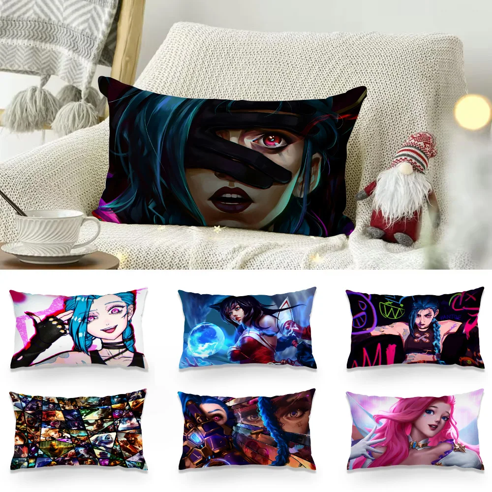 L-Leagues of Legends Game LOL Pillow Covers Cartoon Sofa Decorative Home Double-sided Printing Short Plush Cute Cushion Cover