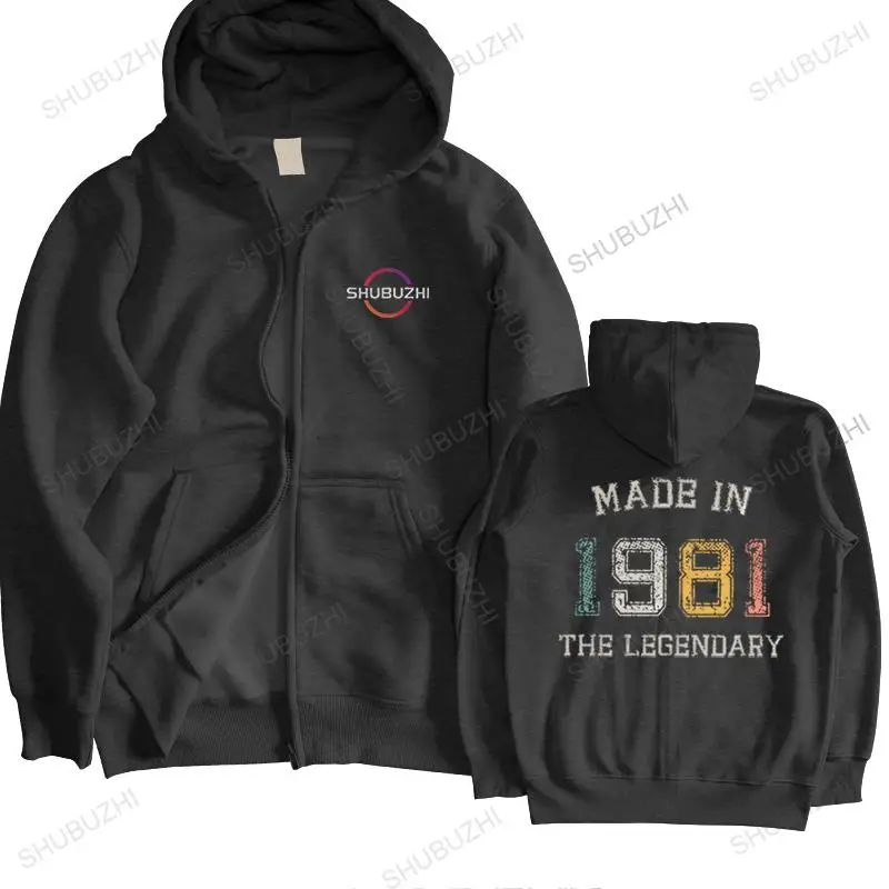 

Born In 1981 Made In 1981 The Legendary zipper Men Pre-shrunk Cotton Harajuku pullover Handsome hoodie 40th Birthday hoody