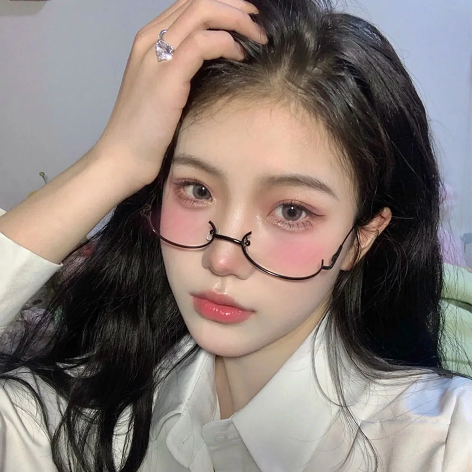 Half Frame No Lens Glasses Spectacles Decoration Party Eyewear Anime Glasses Frame for Women and Teen Girls
