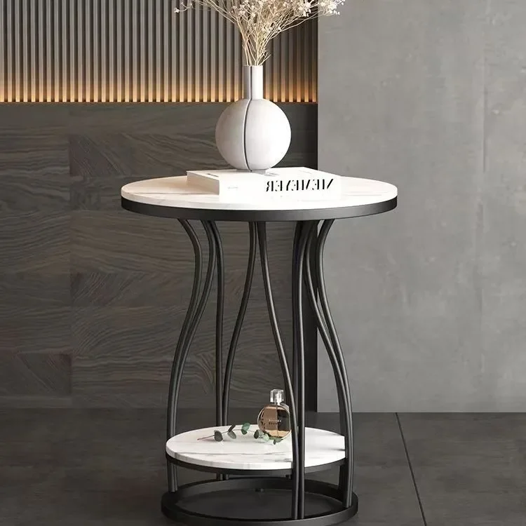 Minimalist side table, light luxury, simple modern Nordic small round table, sofa, slate small coffee table, side cabinet