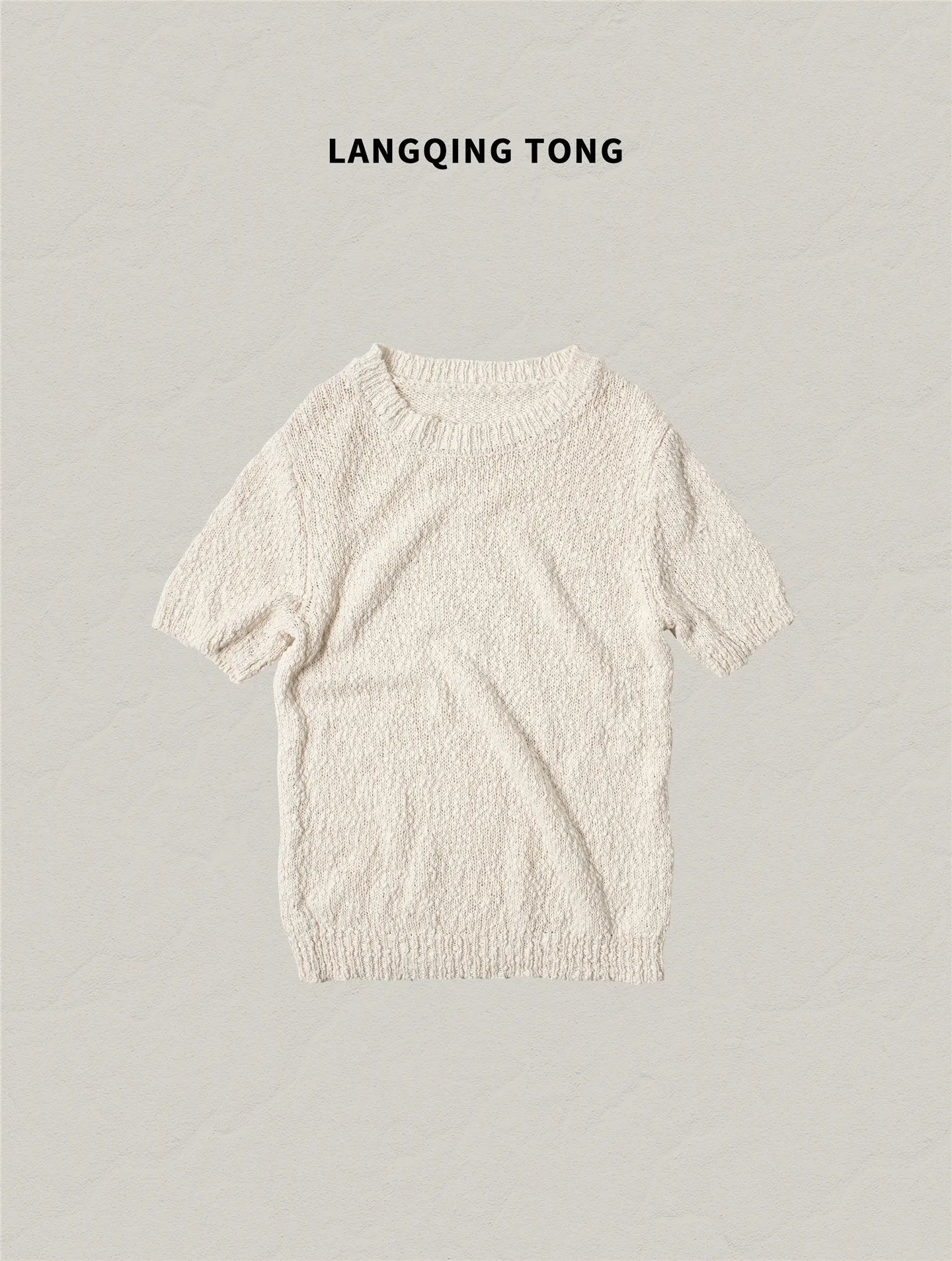 

Soft Pure Cotton Knitted Shirt Women's round Neck Short Sleeve Fashionable Spring New Style Simple Comfortable Casualwear