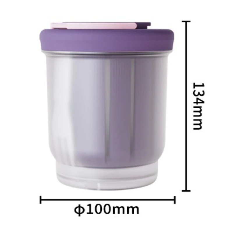 INS Round Plastic Salad Cup, Portable Double-layer with Fork, Multifunctional Breakfast Cup, Microwaveable, Takeaway Fruit Cup view 5