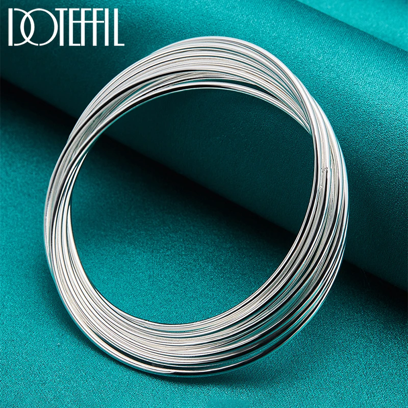 DOTEFFIL 925 Sterling Silver dziesięć linii kółek bransoletka bransoletki dla kobiet mężczyzna ślub przyjęcie zaręczynowe biżuteria