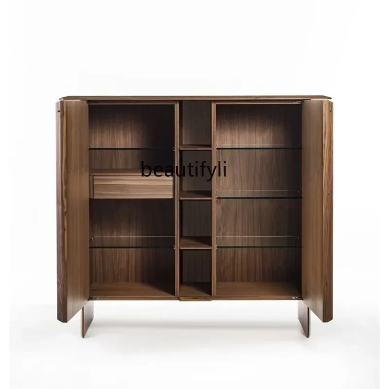 

57 Nordic minimalist solid wood wine cabinet entrance locker Japanese light luxury living room storage cabinet modern simplicity