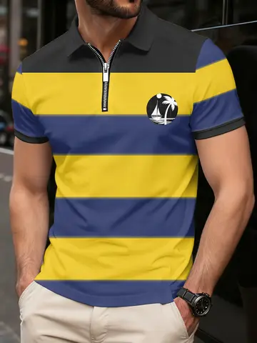 Heren zomerpolo met korte mouwen Casual ademend comfortabel kruidenpoloshirt met rits T-shirts Dropshipping